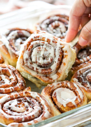 Sourdough Whole Wheat Cinnamon Rolls with Cream Cheese Topping
